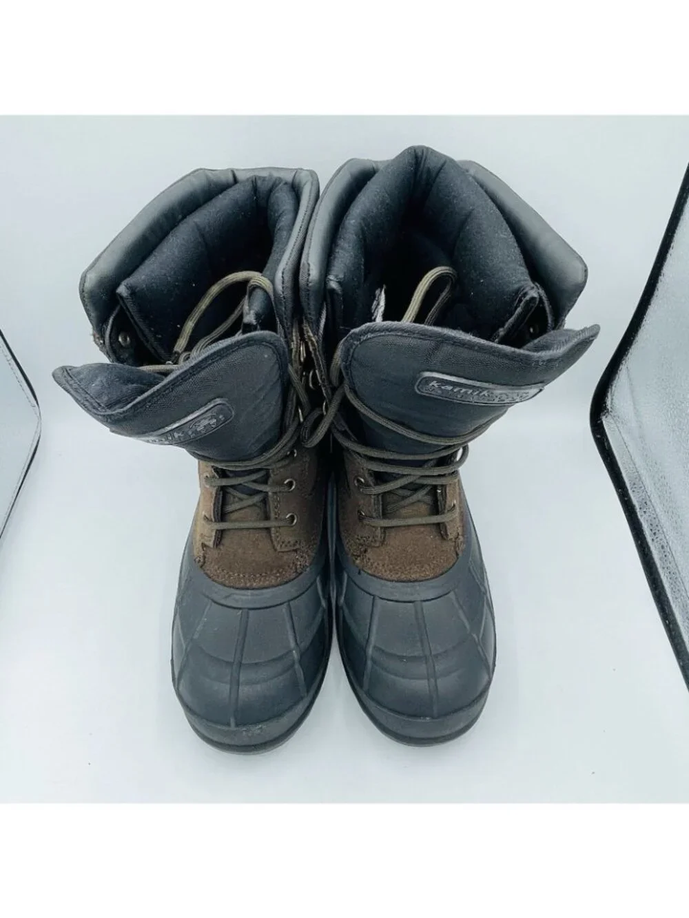 Kamik Mens 8 Brown Leather Nation Plus Winter Snow Boots Waterproof Insulated
